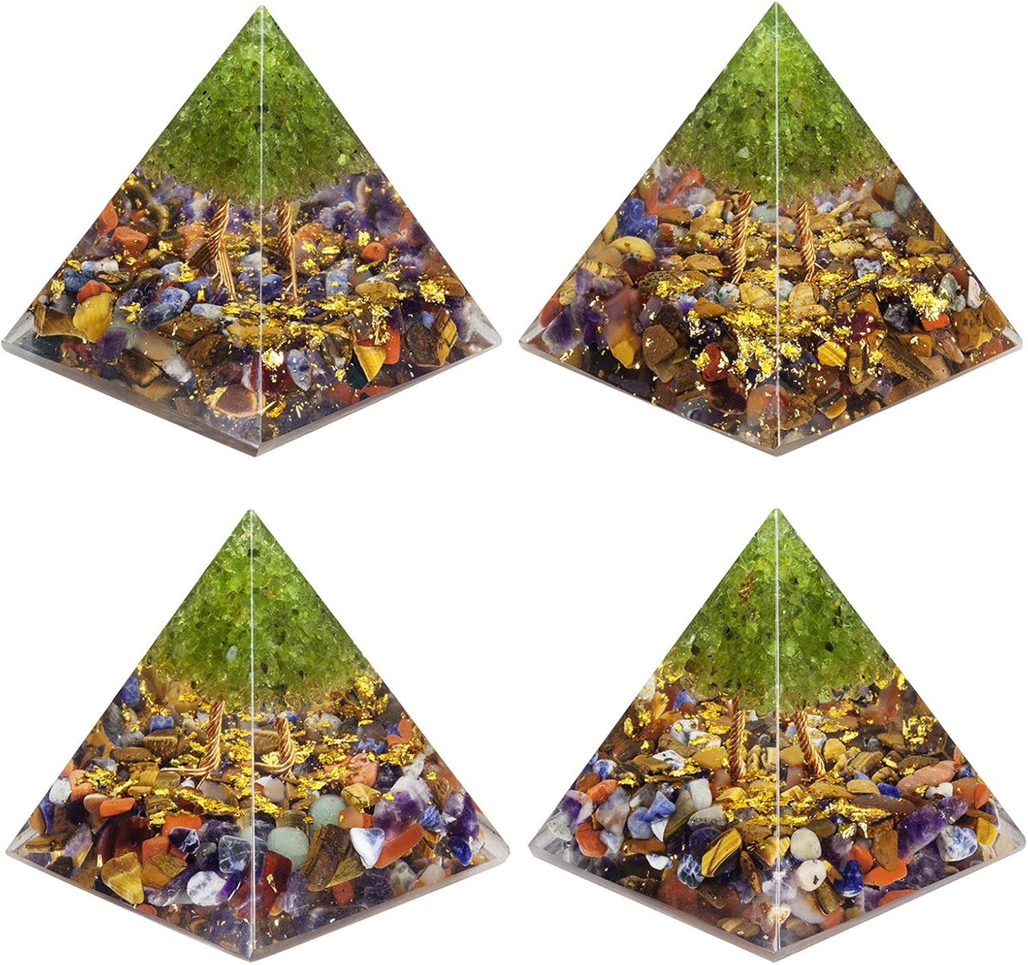 Nupuyai Colourful Tree of Life Healing Crystal Pyramid with Gift Box, Spiritual Ornament Quartz Point Reiki Energy Figurine for Protection - Image 5
