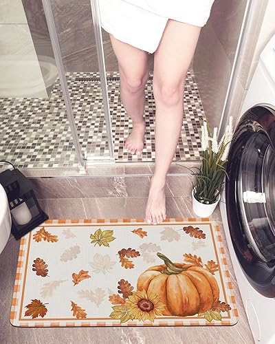 Miniatura 5 de Tapete de baño de calabaza a cuadros para bañera, antideslizante, de secado rápido y absorbente, tierra de diatomeas, cocina, ducha, fregadero,