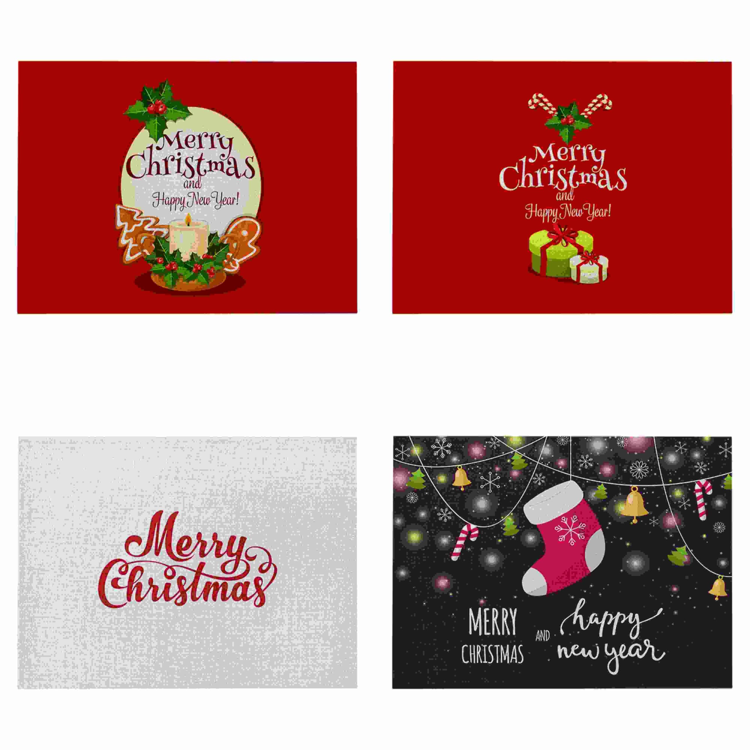 CEVAN Linen xmas Table Placemat Protector Christmas Set Of 4, Placemats Wipeable Woven Red Eco-Friendly For Sustainable Home Decor, 21x32cm