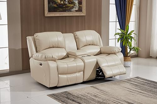 Miniatura 36 de Betsy Furniture Juego de sala de estar de cuero regenerado reclinable eléctrico (marrón, sofá biplaza)