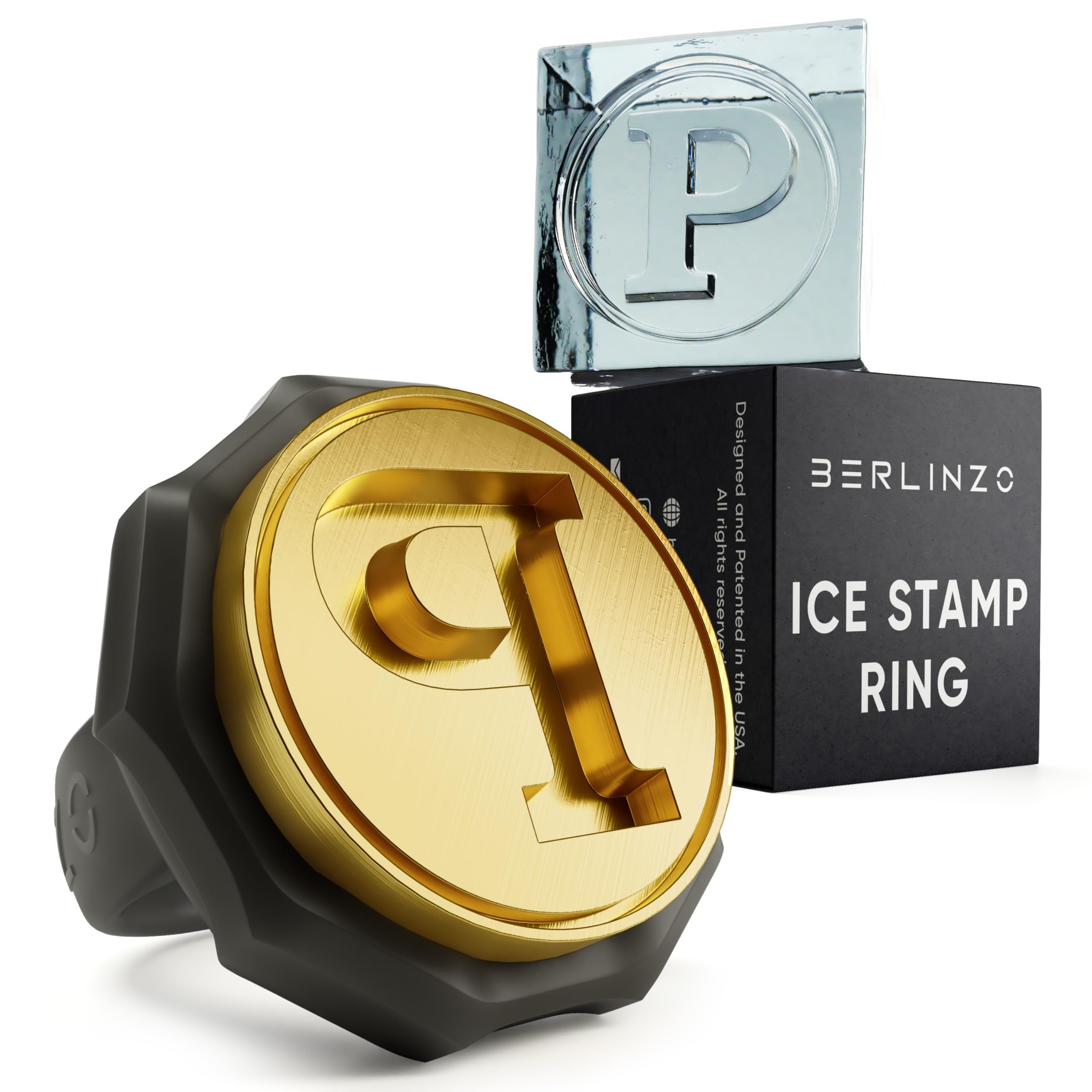 Berlinzo Brass Ice Stamp Ring Letter P