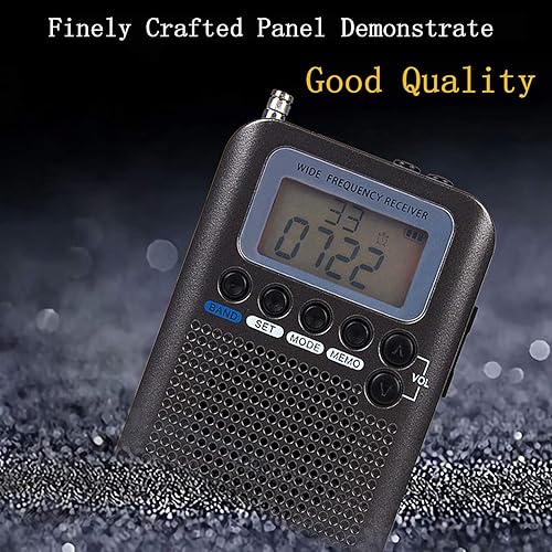 Miniatura 6 de Receptor de radio portátil para aeronaves, VHF Aircraft Band Pocket Radio Receptor Pantalla LCD Banda completa AM FM SW Radio tiene cuatro modos de