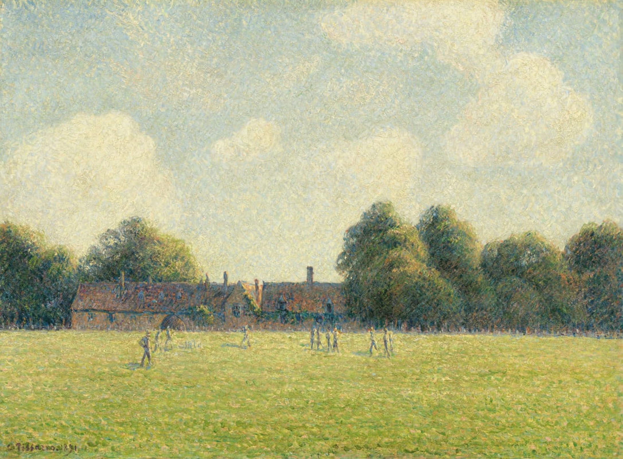 POSTERIIk Vintage Art Print Images Pictures Print Hampton Court Green by Camille Pissarro Modern Colour Posters for Office Home Decor 60x90cm
