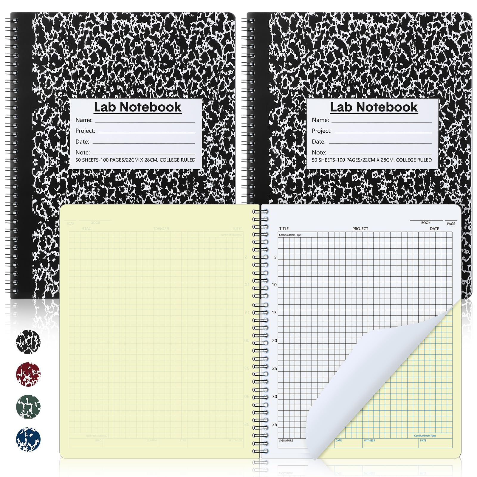 Affrolling 2 Pack Carbonless Lab Notebook Carbon Copy 8.5'' x 11''