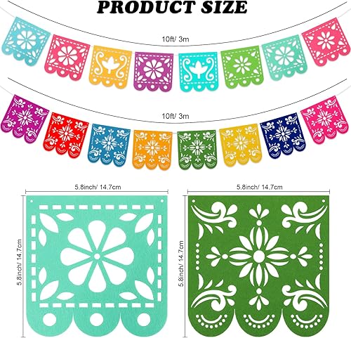 Miniatura 2 de 4 pancartas de decoración de fiesta mexicana, pancarta de fieltro para decoración del Cinco de Mayo, decoración del día de los muertos, pancarta