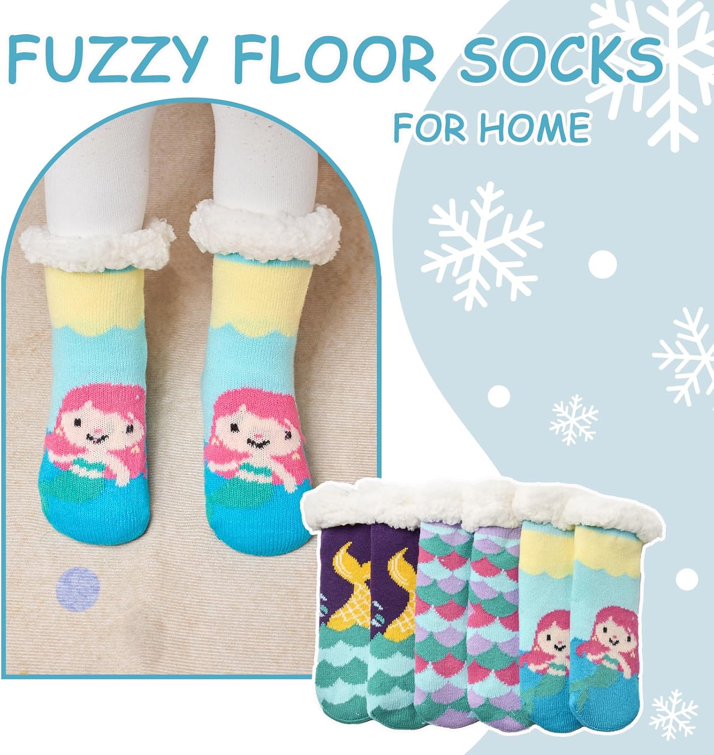 Kids Boys Fuzzy Socks Winter Warm Christmas Socks with Grips for Girls Thick Thermal Fluffy Socks for Home 3 Pack image 5