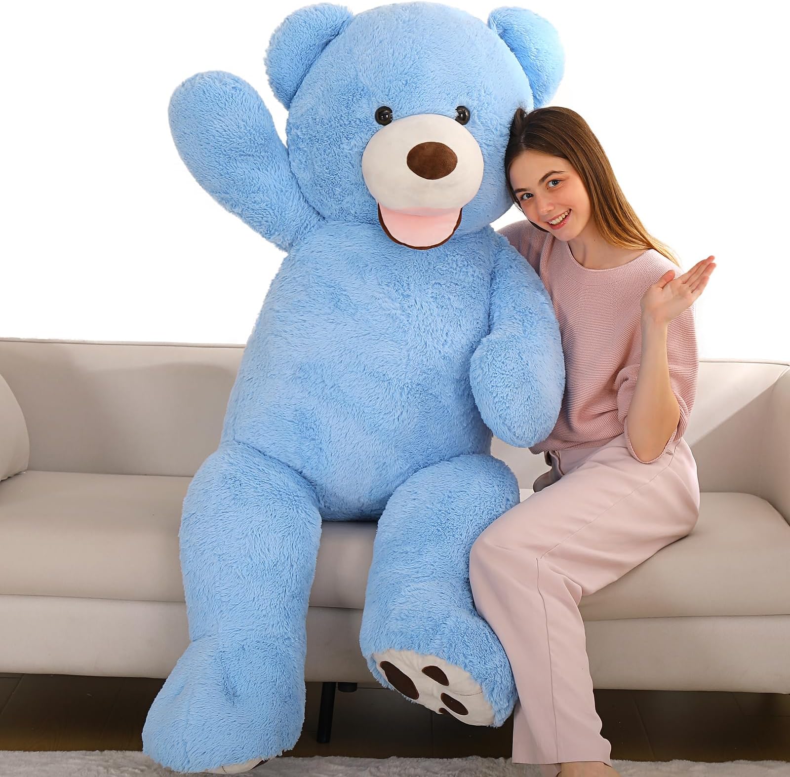MaoGoLan Giant Teddy Bear Plush 5ft, Cute Valentines Teddy Bear Stuffed Animal with Smiling Face, Gift for Girlfriend Boyfriend Wife on Anniversary,Christmas Long Distance