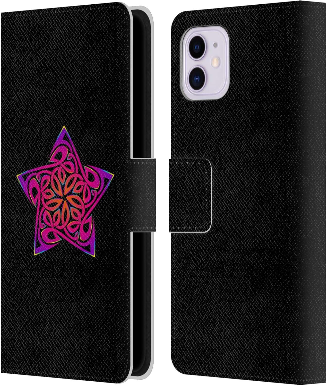 Head Case Designs Officially Licensed Beth Wilson Hot Pink Celtic Knot Stars Leather Wallet Case Compatible with Apple iPhone 11