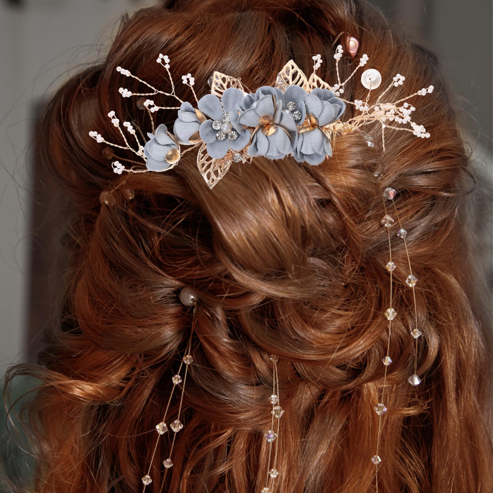 Beavorty 4pcs headgear hair clips for women pearl hair clips hair jewelry Bridal Hair wedding Rhinestone Hair Sticks for women hair pin bride rhinestones cloth Bobby - Image 3