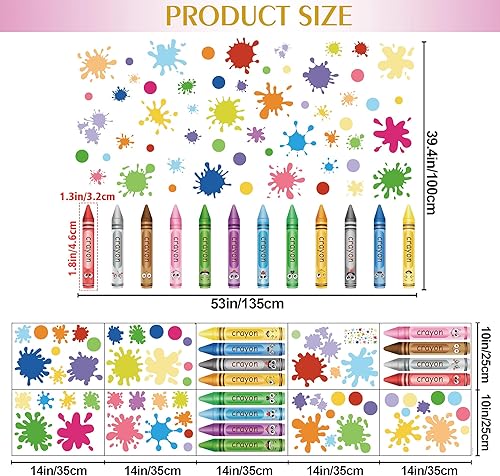 Miniatura 2 de 10 hojas creativas de colores de crayones de pared, calcomanías de acuarela con tinta, puntos, calcomanías de pared, calcomanías de pared