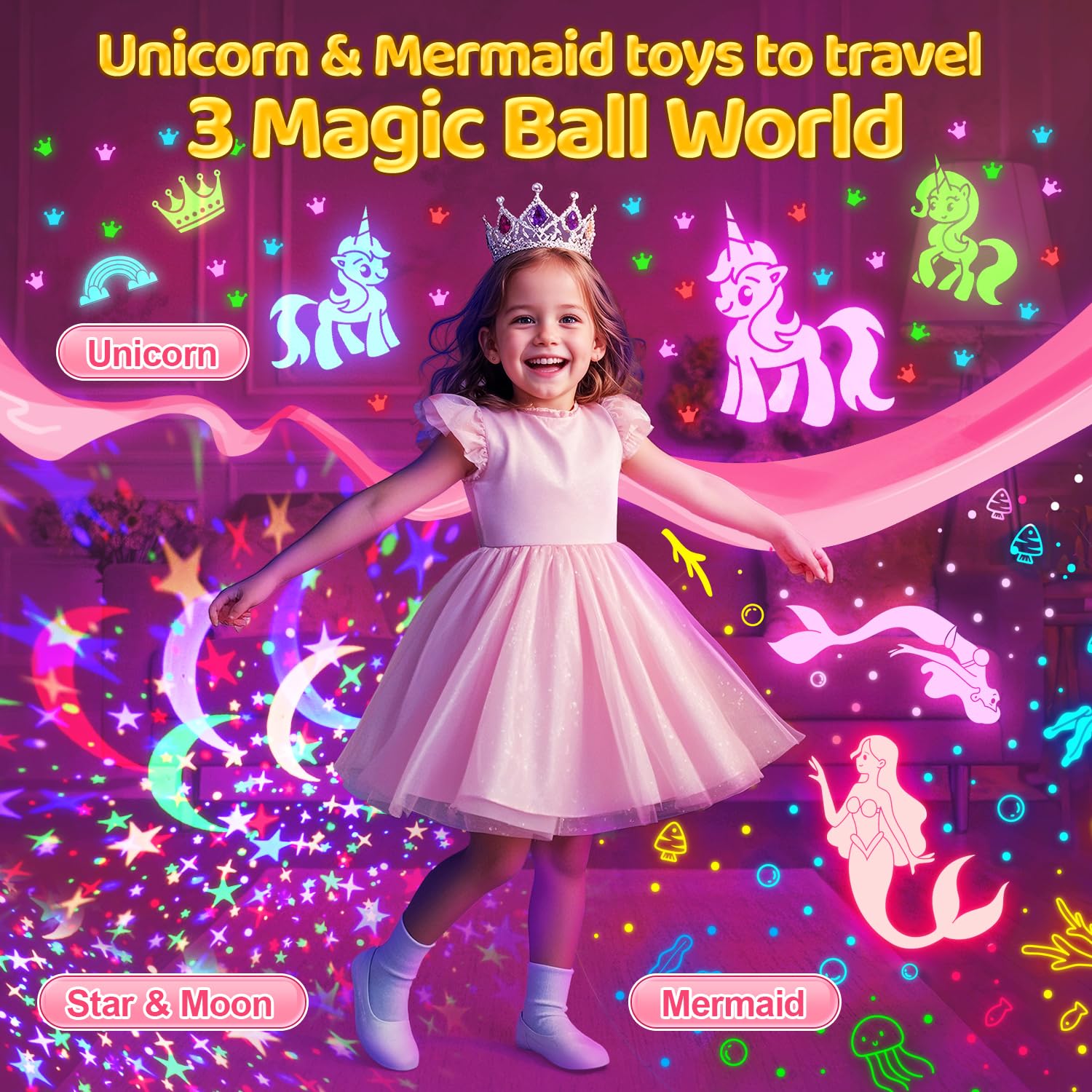 COOLNIGHT Unicorn Gifts for Girls Toy,93 Modes+Remote Unicorn Toys, 3 Timer & 3 Brightness Baby Gifts for 4 Year Old Girl - Image 2
