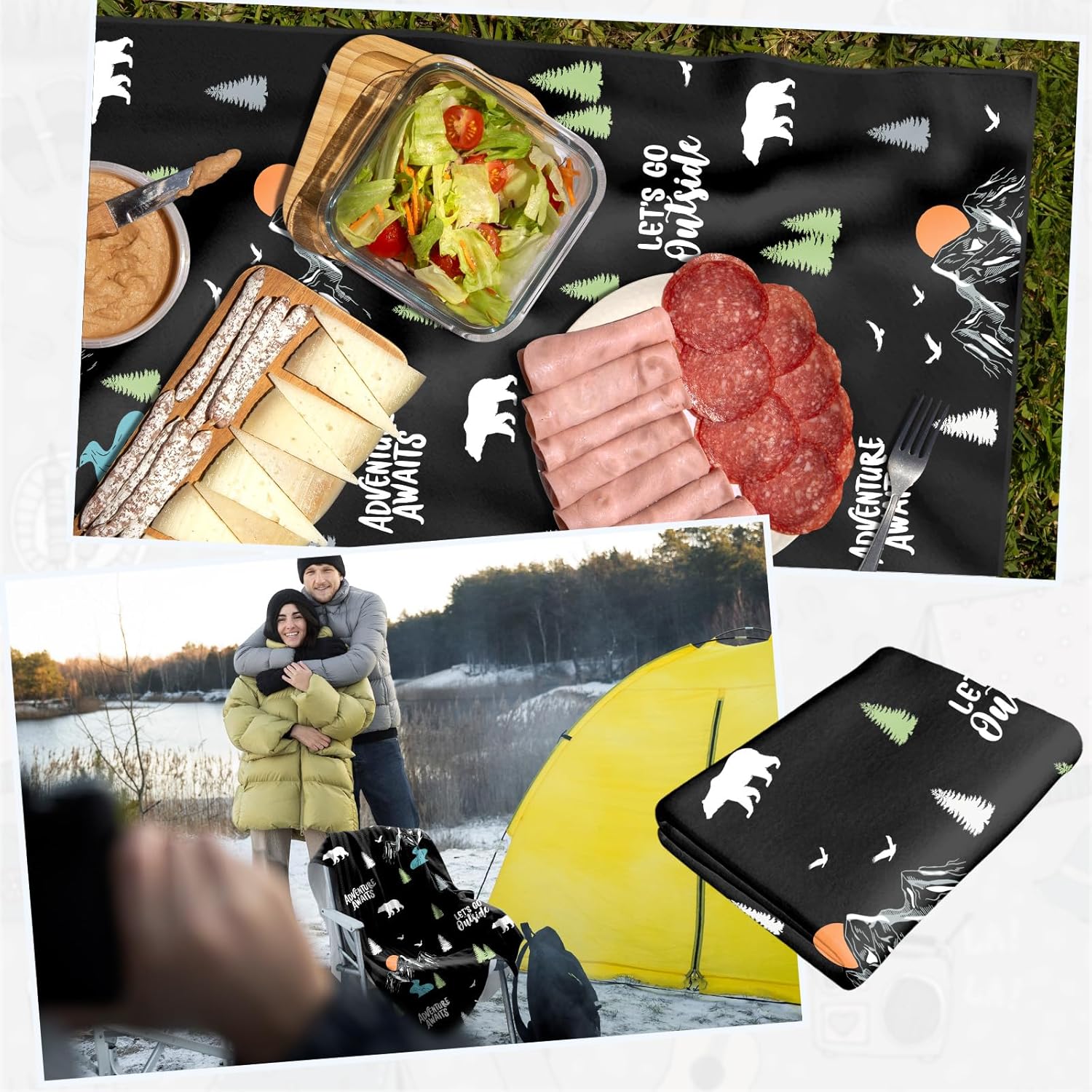 2 Pack Car Seat Towel Covers with Storage Bag, Multifunctional Camping Towel for Gym Outdoor Sport, Picnic, Beach, Pet Dog Travel,Non-Slip Washable Car Seat Protector (Adventure)