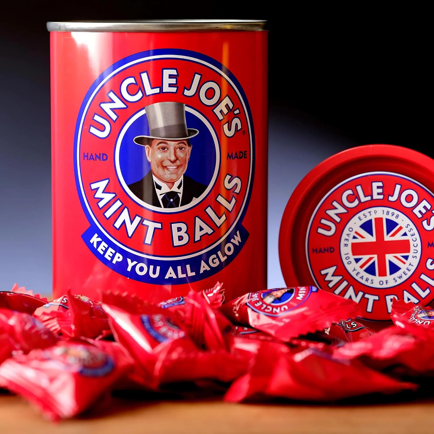 Uncle Joe’s Mint Balls Tin 4.23 Oz (Pack of 3) | All Natural, Vegan, Gluten Free British Candy | Real Peppermint Oil Hard Candy | Individually Wrapped English Mints | Imported UK Breath Mint Gift Tin