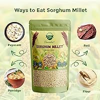 Vista 5 de Danodia Foods Mijo de sorgo blanco orgánico (2 libras/33.51 oz) Superalimento de grano Jowar, sin gluten, grano entero blanco Bajo IG, alto