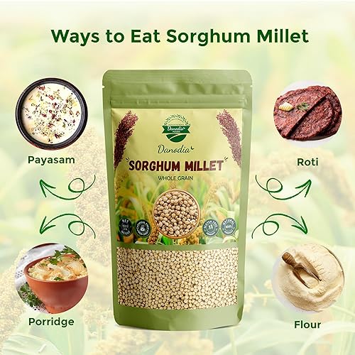 Miniatura 5 de Danodia Foods Mijo de sorgo blanco orgánico (2 libras/33.51 oz) Superalimento de grano Jowar, sin gluten, grano entero blanco Bajo IG, alto