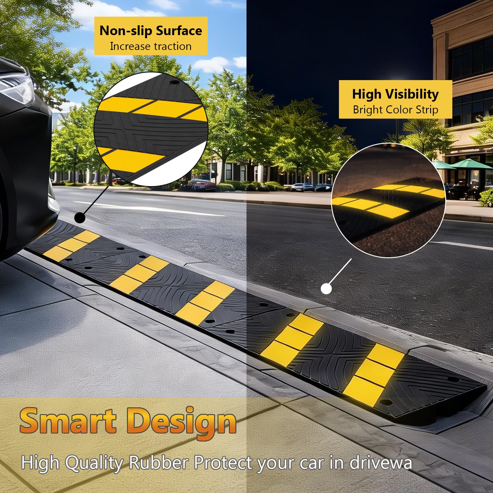 Snapklik.com : BESEA Car Driveway Ramps Rubber Curb Ramp 33000lbs Load ...