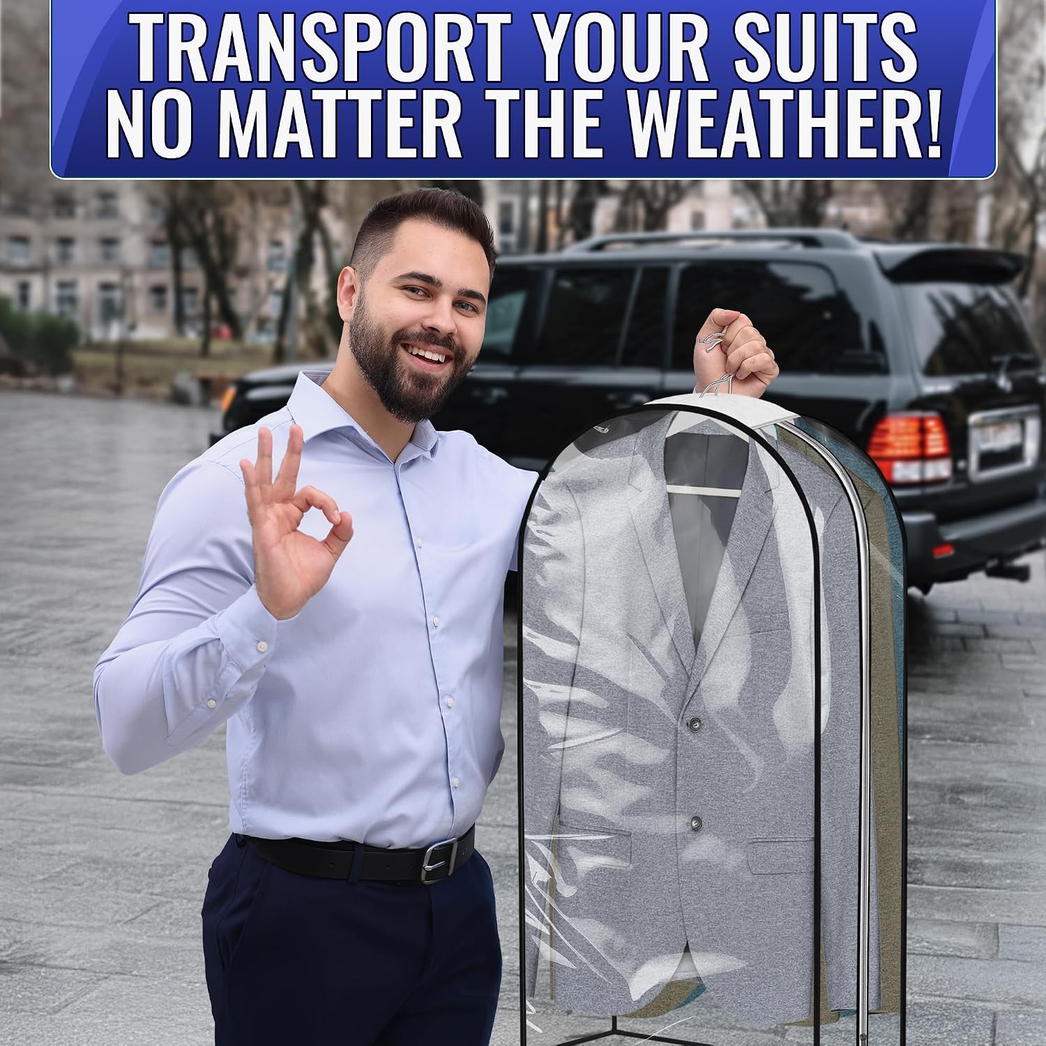 4 Pcs 40-Inch Clear Garment Bags for Hanging Clothes, Dust-Proof