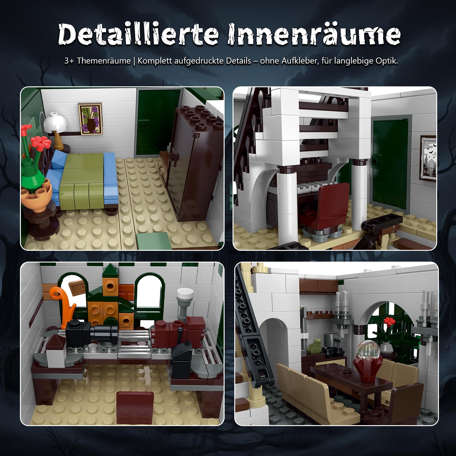 Klemmbausteine Geisterhaus Adams Hunted Mansion Modular Building – 3378 Teile Schlosshaus Architektur Modell, Wohnaccessoire und Geschenk für Erwachsene Kompatibel mit Barweer BWR005