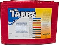 Vista 1 de Lona roja de alta visibilidad de 8 pies x 10 pies, 3.3 onzas.