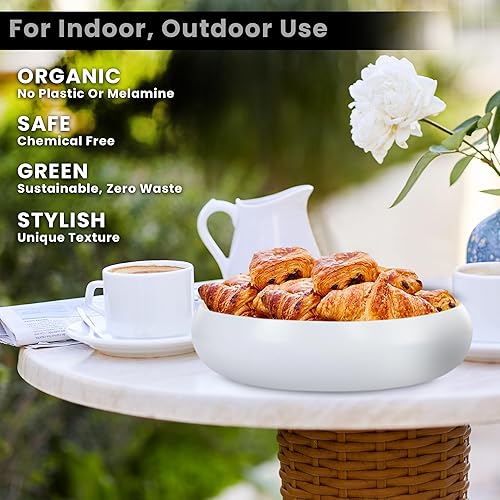 Miniatura 5 de BaydenB Frutero decorativo de bambú hilado para encimera de cocina y decoración del hogar (blanco)