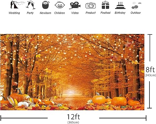 Miniatura 10 de Fluzimir Telón de fondo de fotos de otoño de tela de poliéster gruesa y duradera de 7 x 5 pies para fotografía, bosque de otoño, hojas de arce,