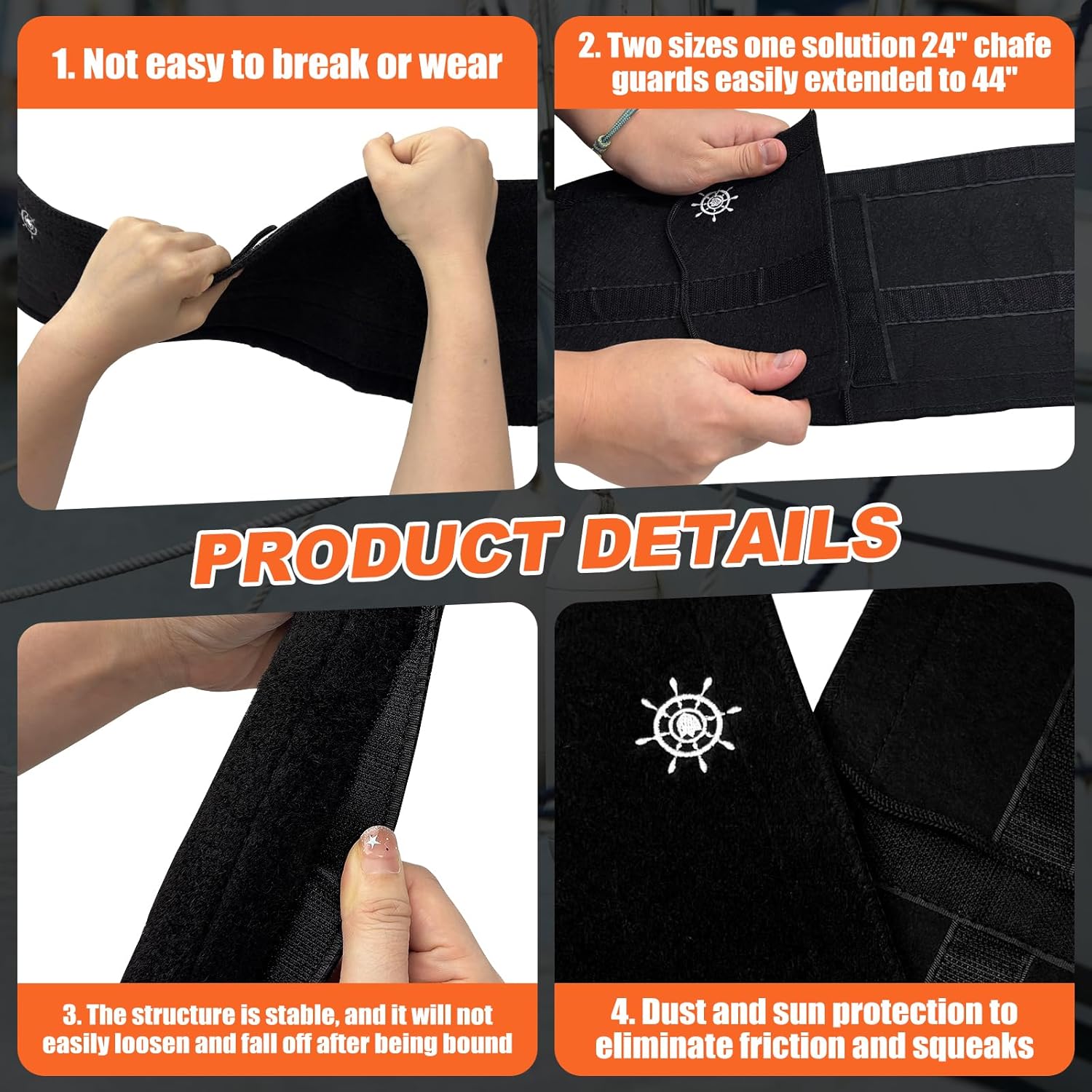 4 PCS Dock Line Chafe Guards Removable and Adjustable Protection for Boats,Dock Lines Rope Protector Eliminates Squeaking Protects Boat from Finish