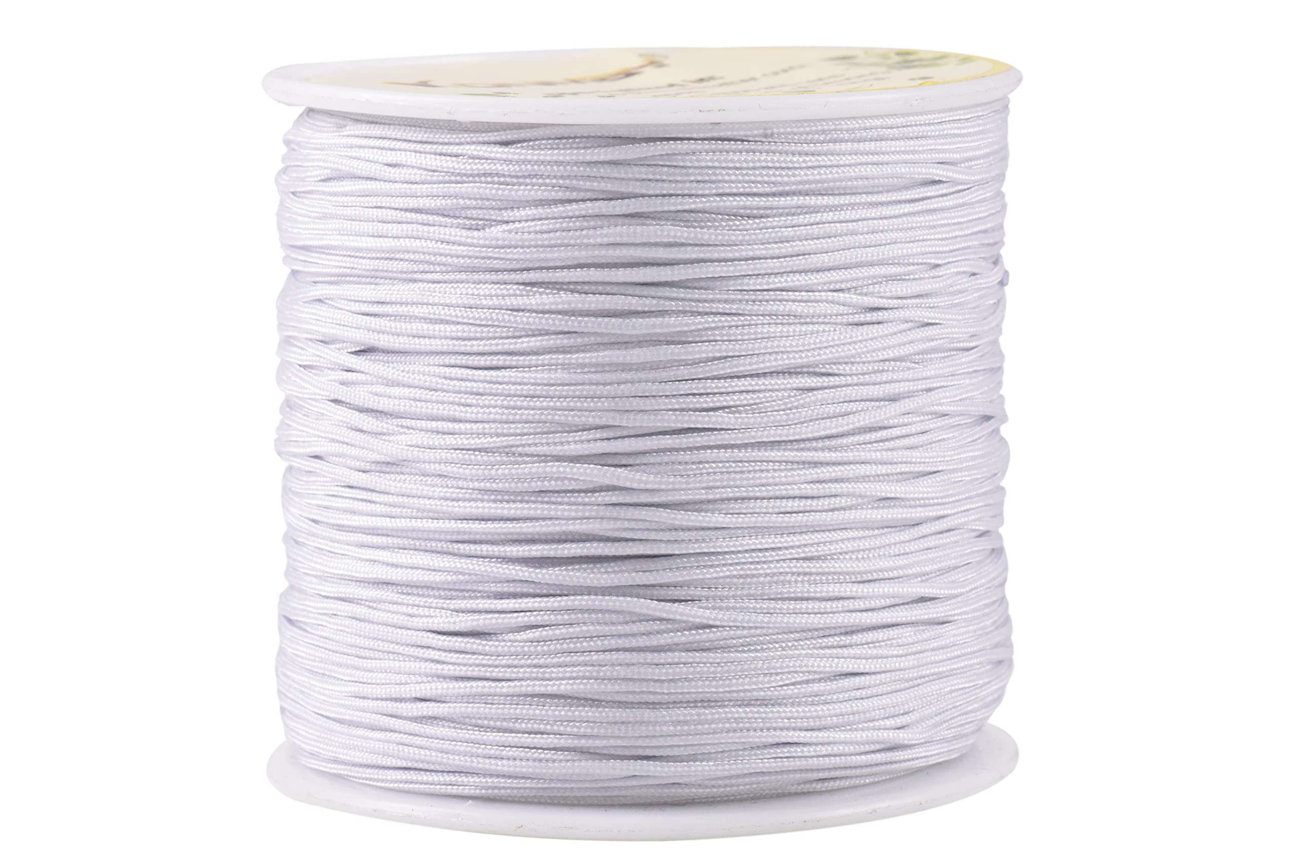 KONMAY 1 Roll 0.8mm Braided Nylon Beading Cord,Trim Thread for Chinese Knotting, Kumihimo, Beading, Macramé, Jewelry Making, Sewing, Grey