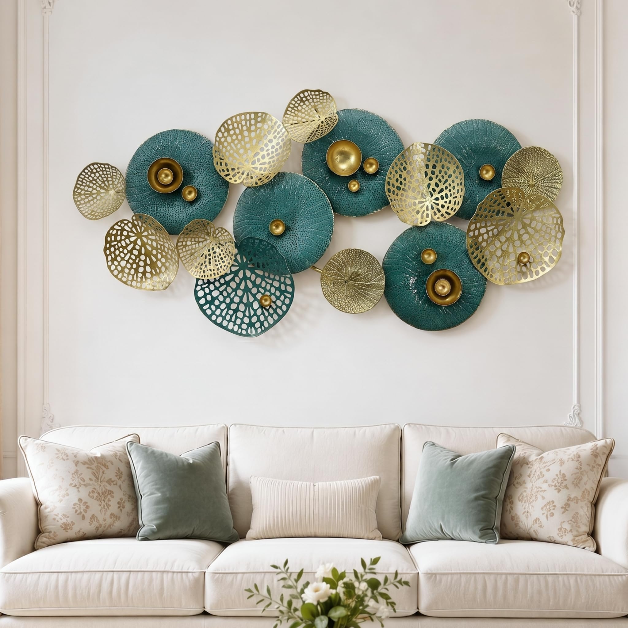 Generico Decorazioni Parete 3D in Metallo con Cerchi Sovrapposti, Decorazione da Parete Moderna, Decorazioni Casa per Soggiorno, Camera da Letto e Ingresso