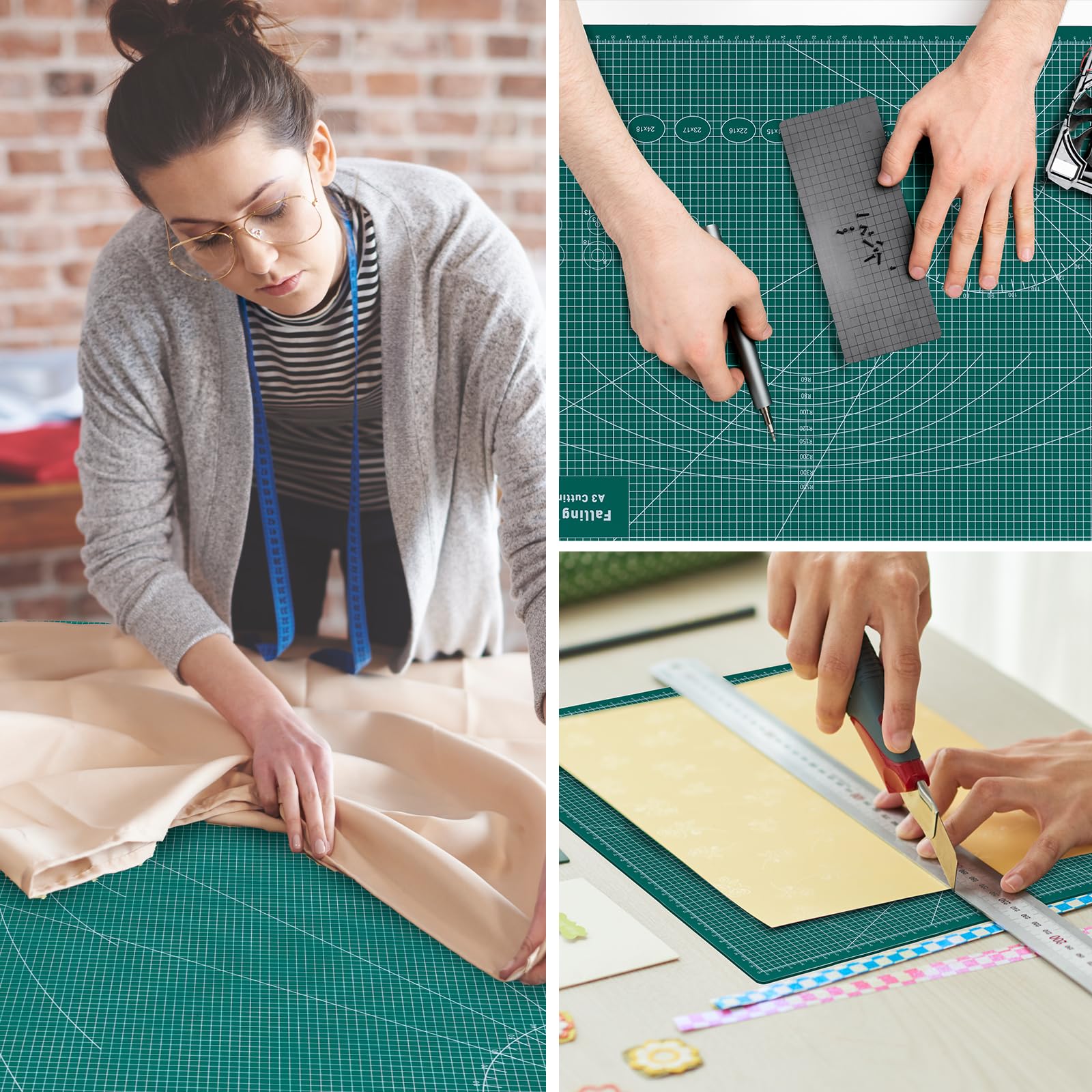 COOZEE Tappetino da taglio autorigenerante, formato A1, 61 x 91 cm, per cucito, double-face, 5 strati, in tessuto, per progetti di artigianato, trapuntatura e cucito, verde