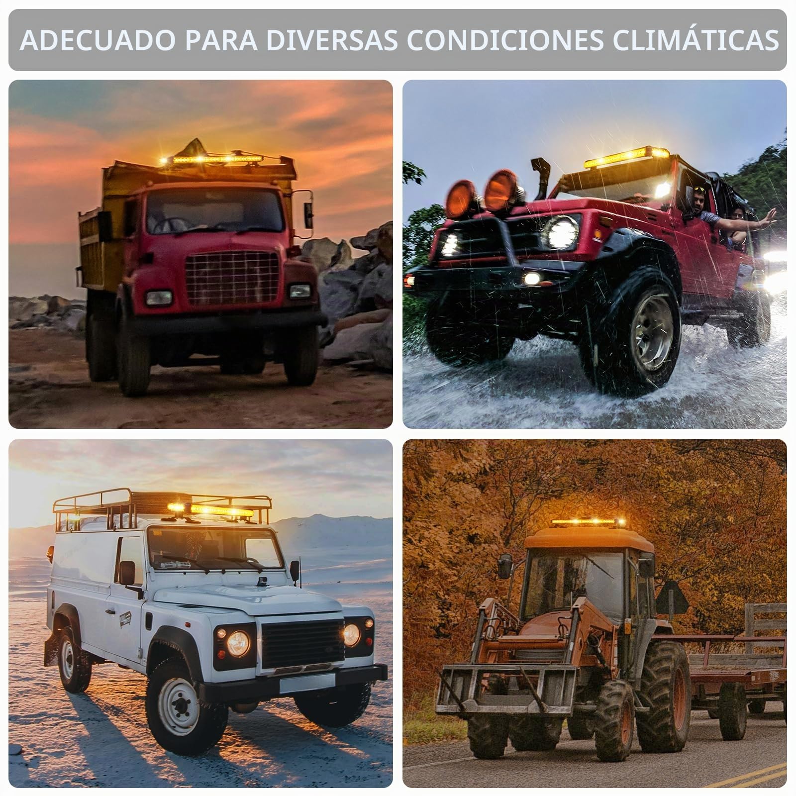 Justech 54LED Luz Estroboscópica Coche,54W Barra Luz de Emergencia,27 Modos Flash,IP65 Impermeable,Base Magnética,12 V/24 V Luces de advertencia Ámbar con 5M Cable para Coche Camión Remolque