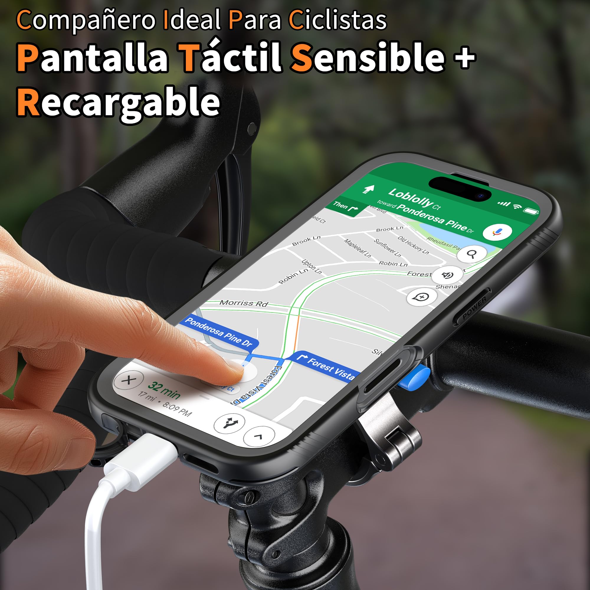 Cozycase Soporte Movil Bicicleta Moto para iPhone 15 Pro Max - Impermeable Antivibracion Suporte Telefono Manillar Mtb/Btt/Scooter/Patinete/Bici Electrica/Carretera/Motocicleta Metal Bike Phone Holder — view 7