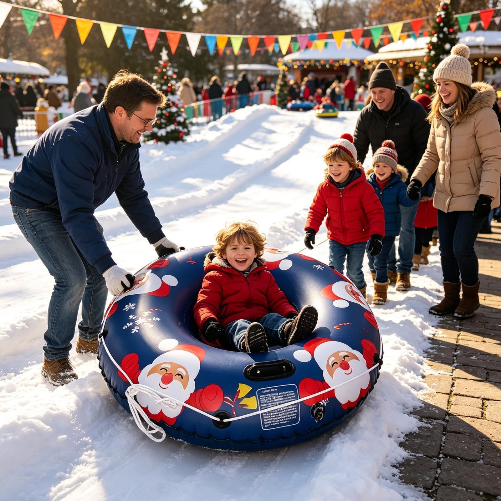 Slittino gonfiabile da neve con maniglie | Slittino da neve per sport, sci all'aperto, salvataggio, sabbia, Natale, avventura, pesca