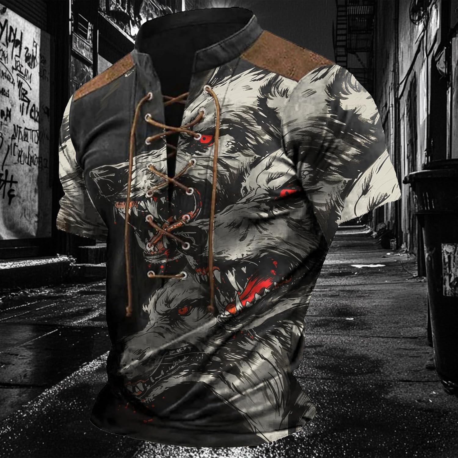 Tactical Henley Shirts for Men Short Sleeve Crewneck Retro Pullover Big Tall Novelty Gym Muscle Distressed Tshirts - Image 2