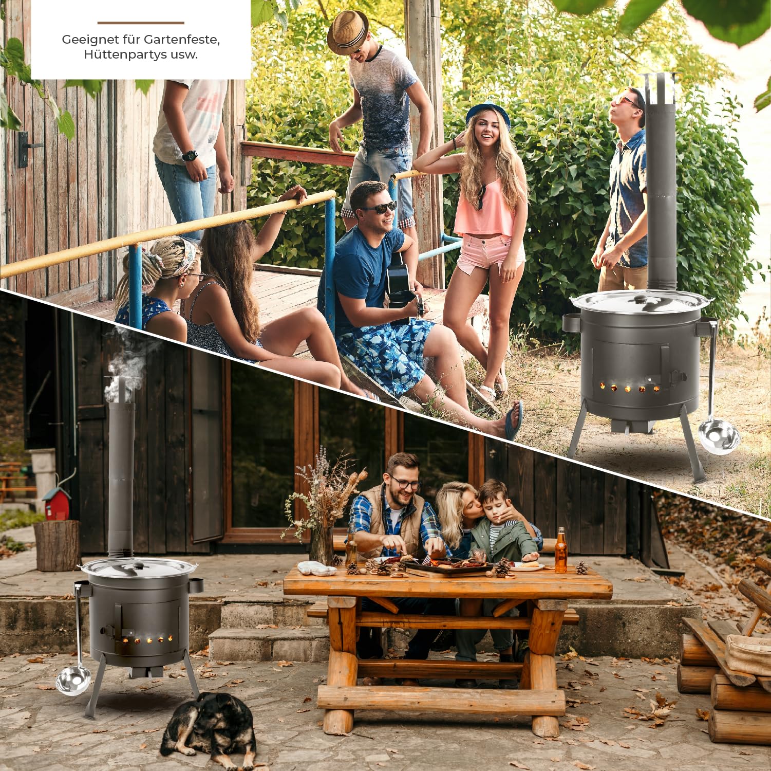 STREND PRO Gulaschkanone 13L Camping Cooking Set Outdoor Kochen Feldküche Eintopfofen