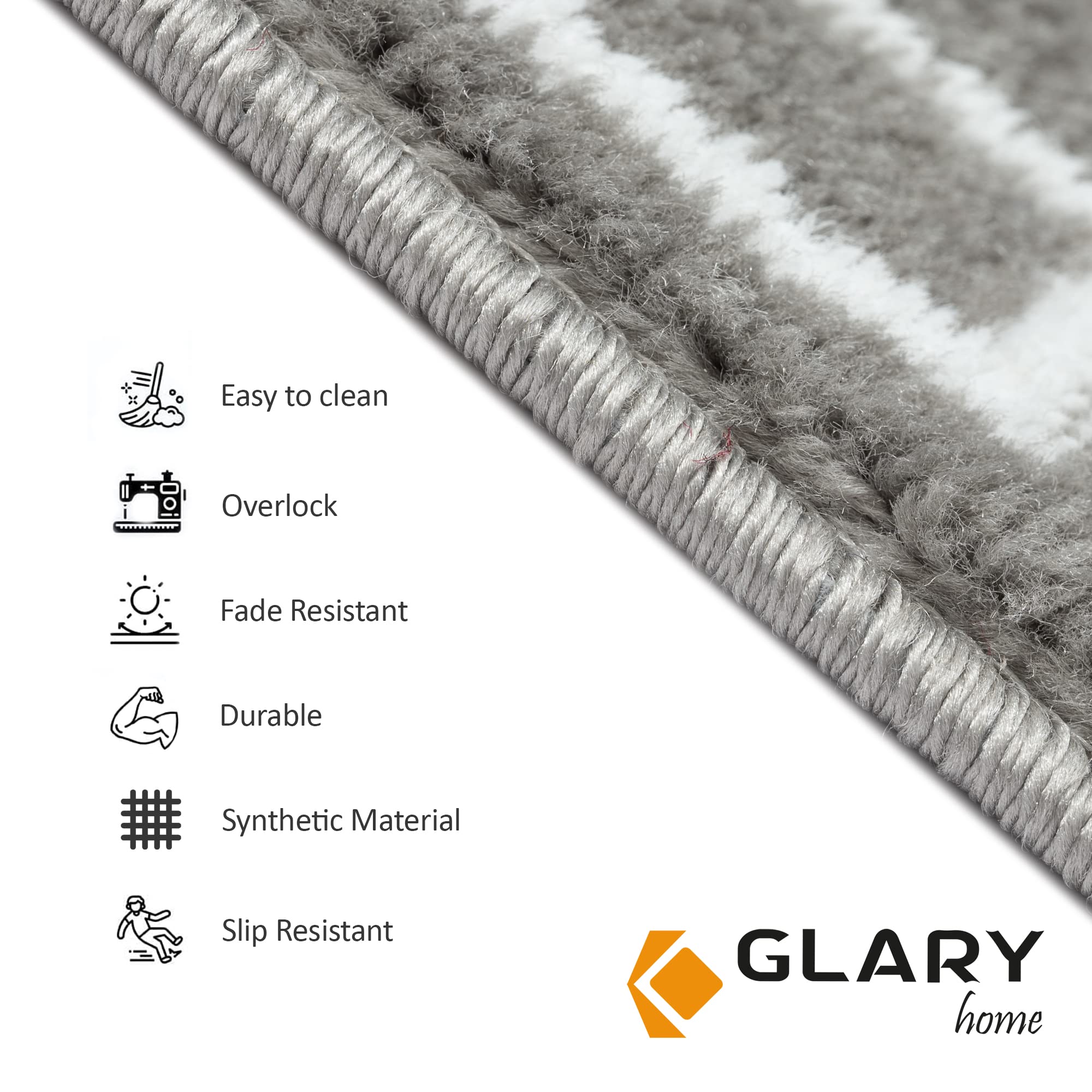 Glary Home 15er Set Stufenmatten 22cm x 71cm x 1.2cm Treppenteppich Selbstklebend / GH40A-WGRY (quadratisches Muster, Weiß - Grau)