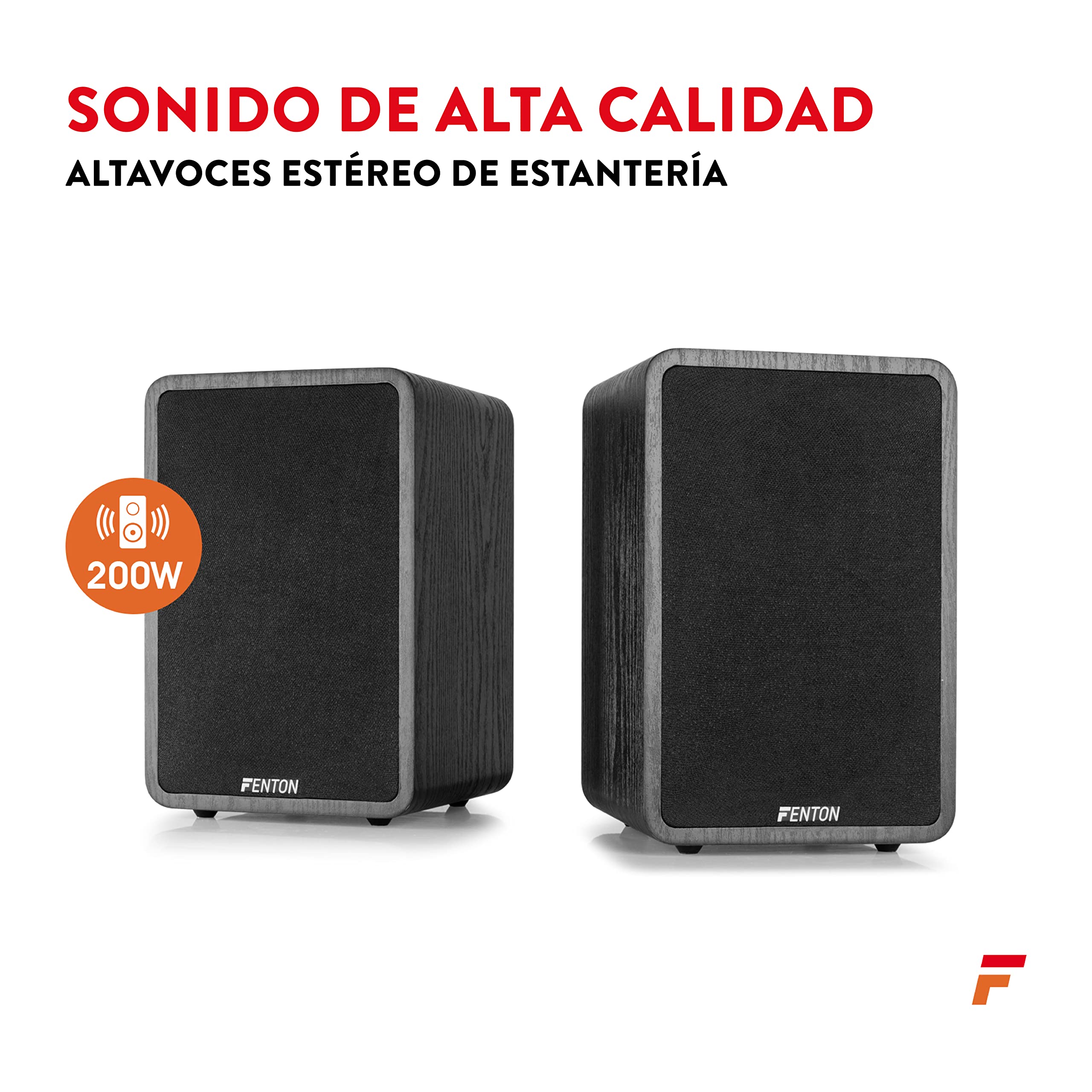 Fenton SHFB65 - Conjunto de Altavoces pasivos de estantería de 6,5 Pulgadas, 200 vatios, woofer de 6,5", Tweeter de 3", pies de Goma Antideslizantes, terminales de Tornillo, Ideal para HiFi estéreo