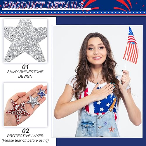 Miniatura 4 de 32 parches adhesivos para planchar en 5 tamaños, parches adhesivos con forma de estrella, parches para bricolaje para decoración de reparación de