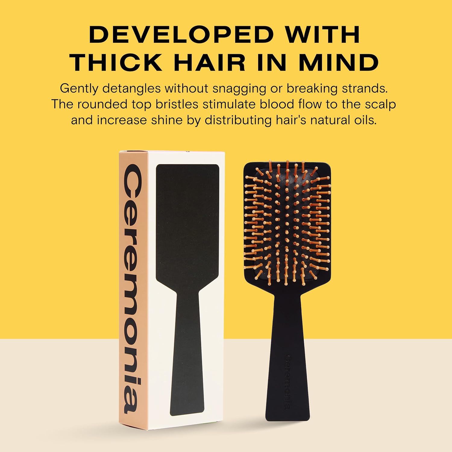 Ceremonia Brush de Pelo Bamboo Sustainable Paddle Brush for Thick Hair & Scalp Stimulation - Image 4