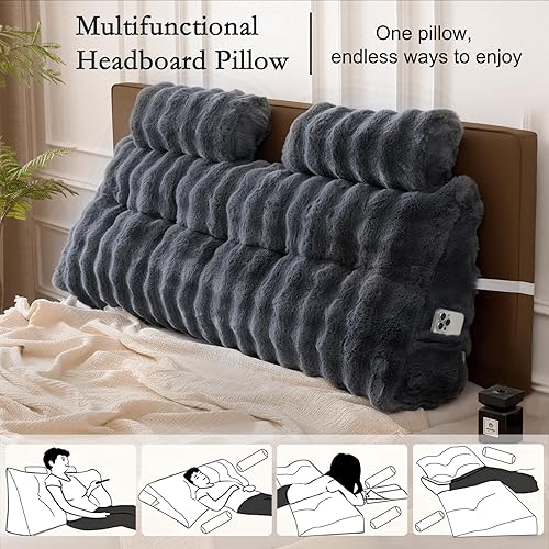 Miniatura 4 de YOUR MOON Almohada de cuña para cabecero completo con 2 almohadas cervicales, almohadas de apoyo para cama grande para sentarse en la cama, cojín de