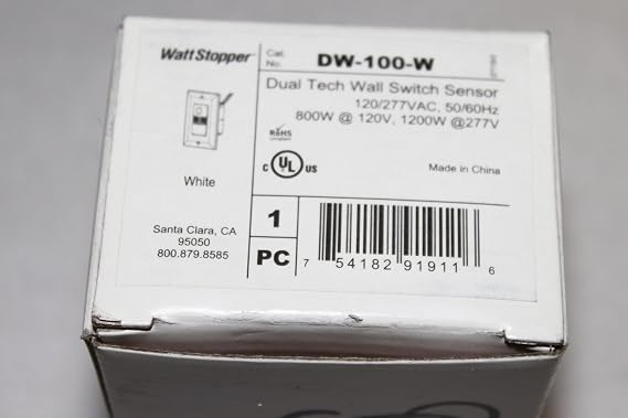 Wattstopper DW-100-W Dual Technology Occupancy Sensor