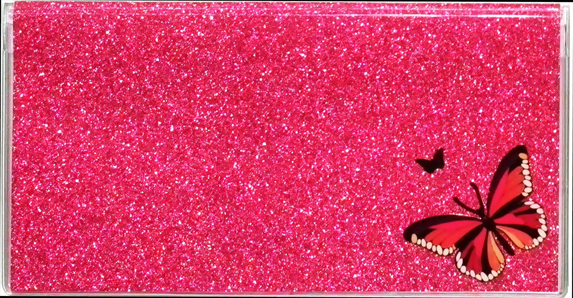 2 Year 2022 2023 Bling Glitter Pocket Calendar Planner with Note Pad (Fairy Pink Butterfly)