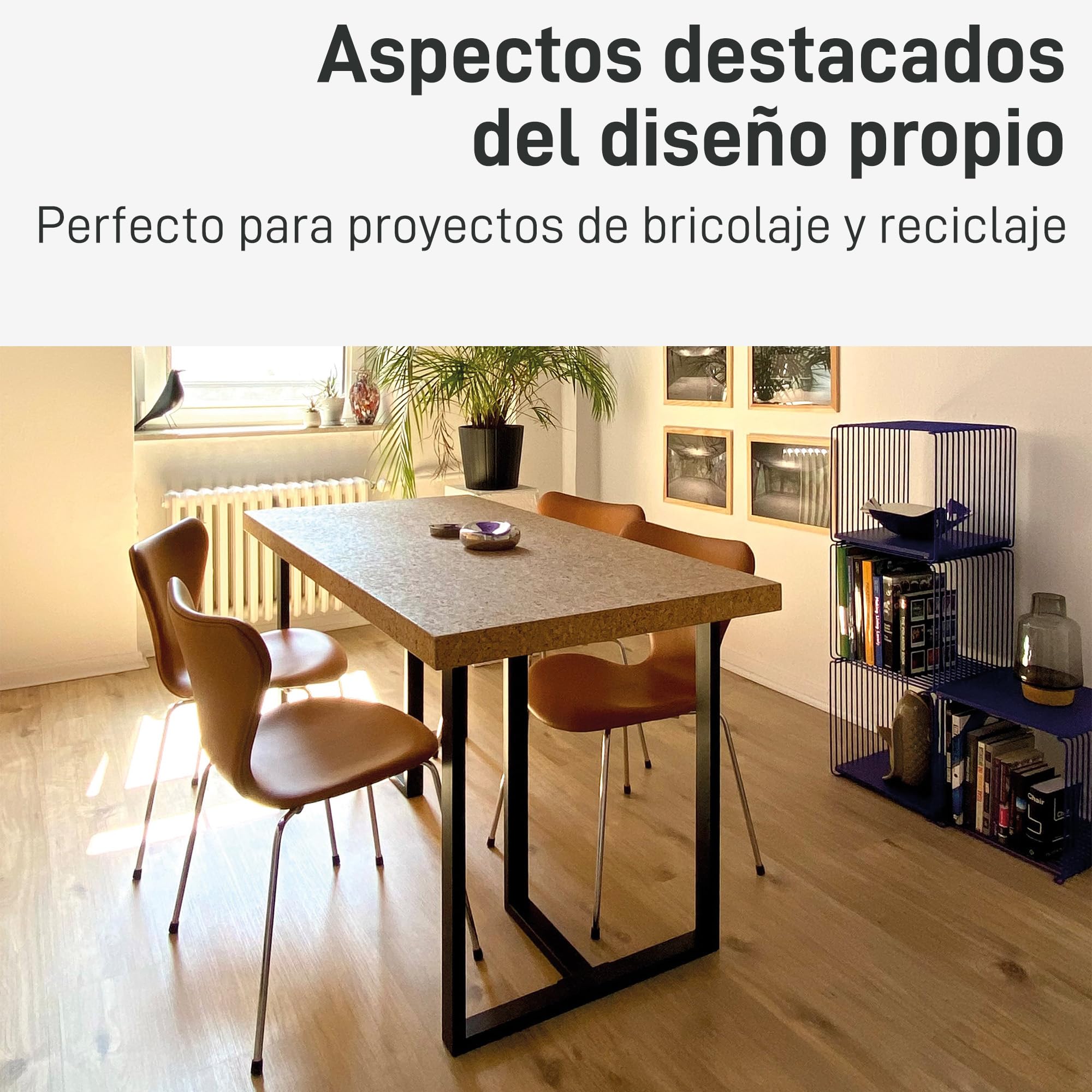 Natural Goods Berlin Patas T-Form para Mesa de Comedor y Escritorio | Estructura Metálica de Carga Pesada para Muebles Estables | Color Negro | 60x72 cm