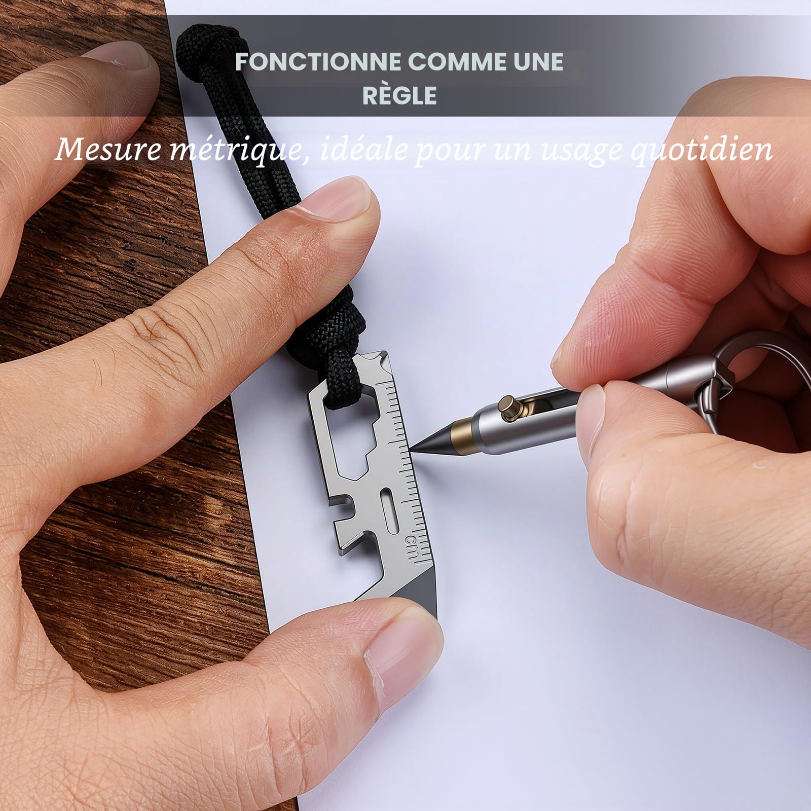 KEEPO LINK Outil multifonction 4 en 1 en titane avec décapsuleur, clé hexagonale et règle, outil de levier de poche pour le transport quotidien, le camping et l'extérieur, OLT03 (OLT09)