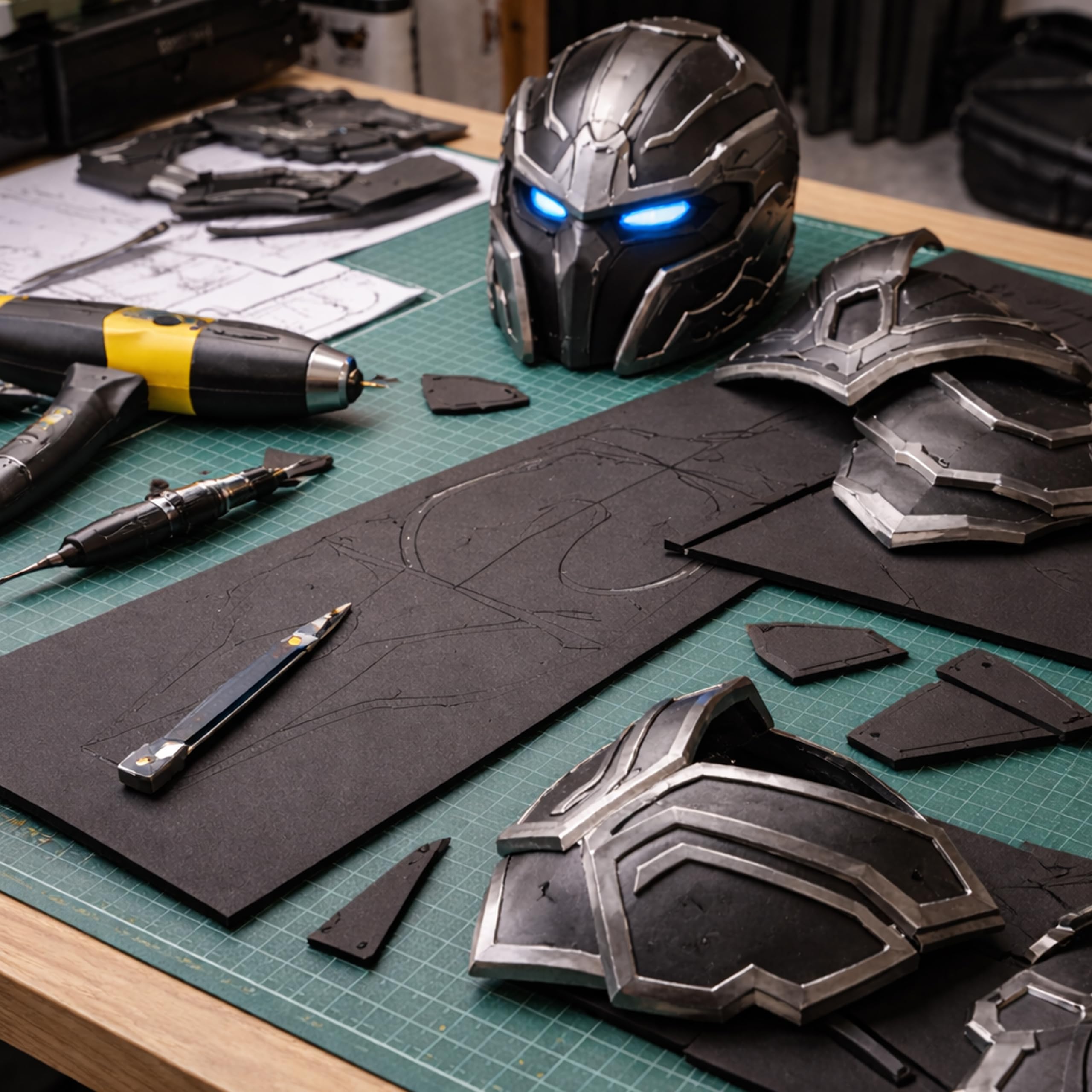 PD Media Pianka EVA 3 mm, 1 sztuka 50x100 cm Czarny - Pianka EVA o wysokiej gęstości 80 kg/m³, termoformowalna płyta z pianki Moosgummi do cosplayu, robótek i DIY