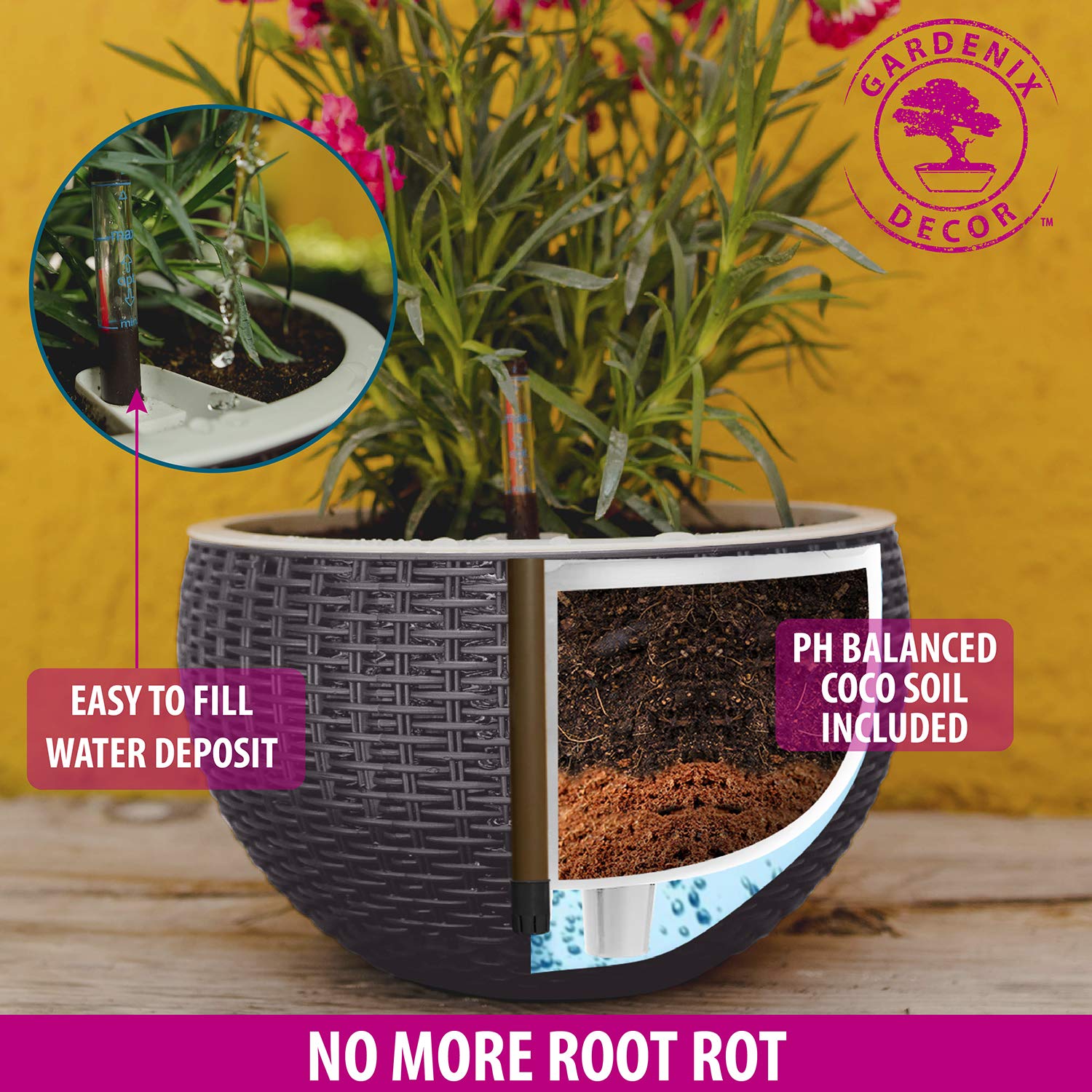 GARDENIX DECOR 11'' Self Watering Hanging planters for Indoor Plants