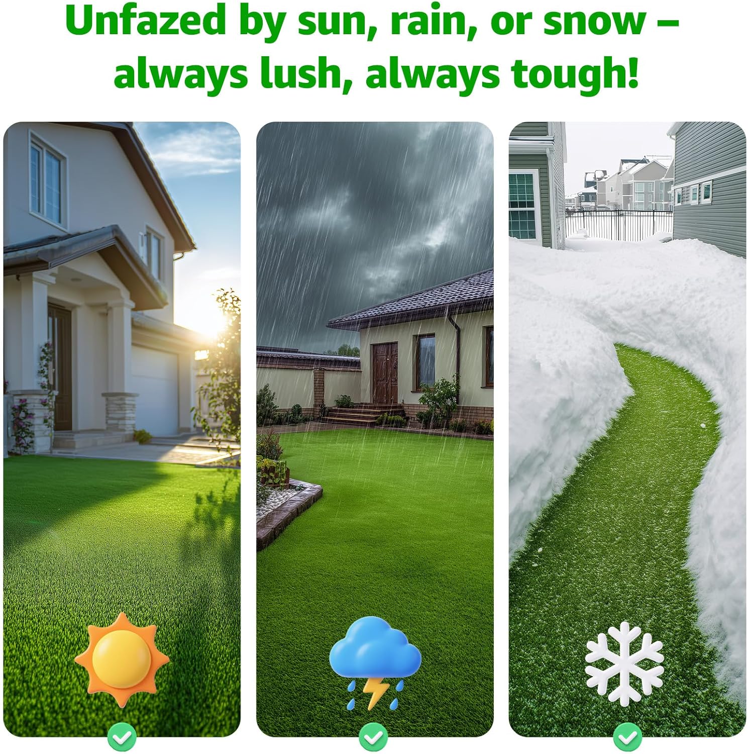 Artificial Turf Grass Outdoor Indoor 3ft x 5ft, Fake Grass Synthetic Realistic Turf Rug Carpet with Drainage Holes for Garden Lawn Landscape Balcony Patio Decoration, Pet Friendly Grass Mat - Image 6