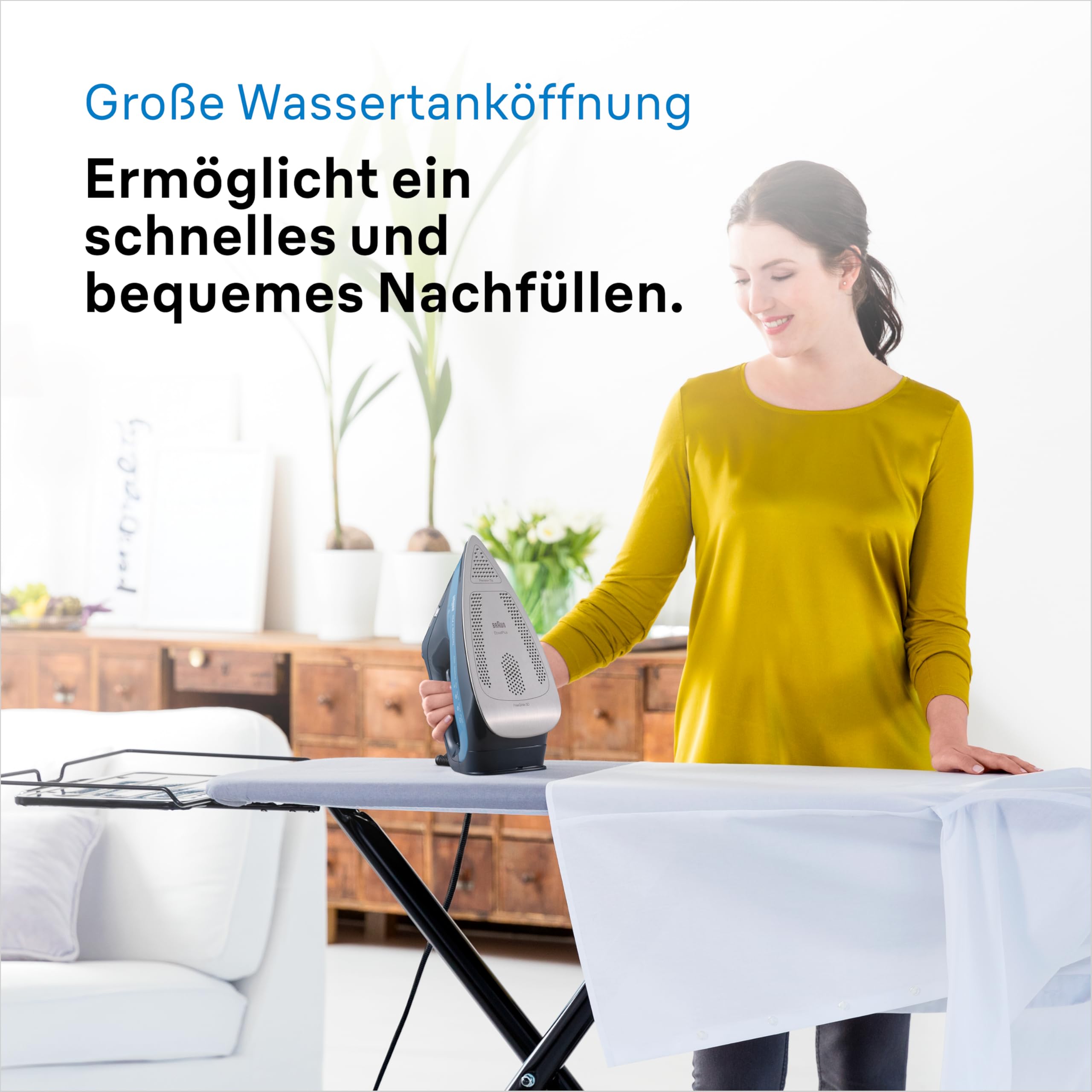 Braun TexStyle 7 Pro Dampfbügeleisen SI 7160 BL - Bügeleisen mit Freeglide 3D Bügelsohle, Vertikaldampf, 3000 Watt, Blau
