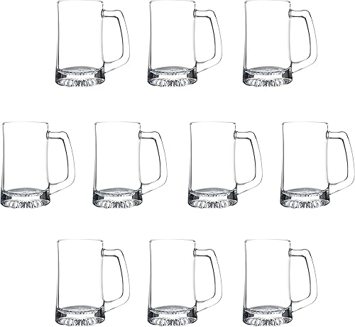 DISCOUNT PROMOS ARC - Juego de 10 tazas de cerveza de vidrio de 14 onzas, ideal para Octoberfest, pub, restaurante, transparente