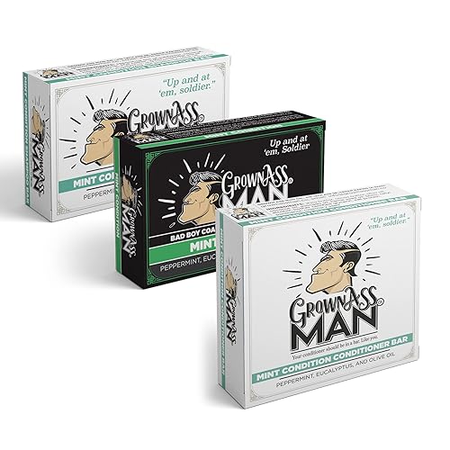 Miniatura 8 de Grown Ass Man Co. Paquete de baño completo para hombres  Barra de champú, barra acondicionador y paquete de barra corporal  Espuma rica con aceites