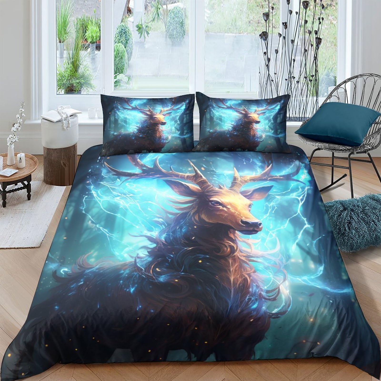 Housses de couettes imprimées Moose IOFEER parure de lit finitions chic